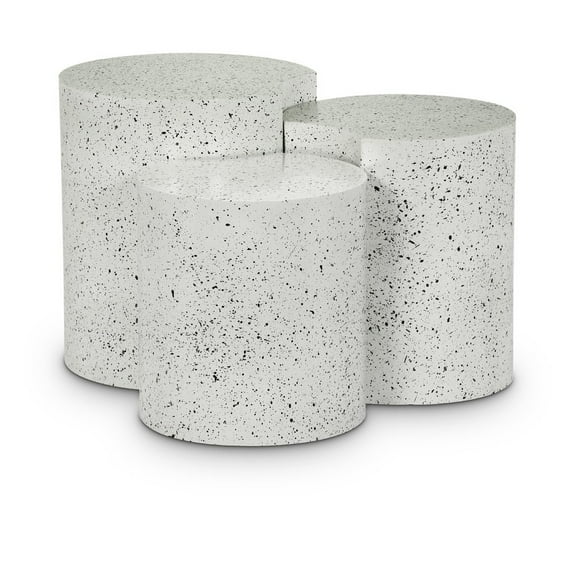 Meridian Furniture Dimple 3 Piece White Terrazzo Pattern Iron Metal End Table