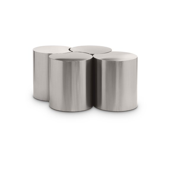 Meridian Furniture Dimple 4 Piece Silver Iron Metal Coffee Table