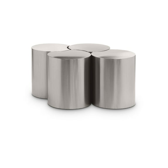 Meridian Furniture Dimple 4 Piece Silver Iron Metal Coffee Table