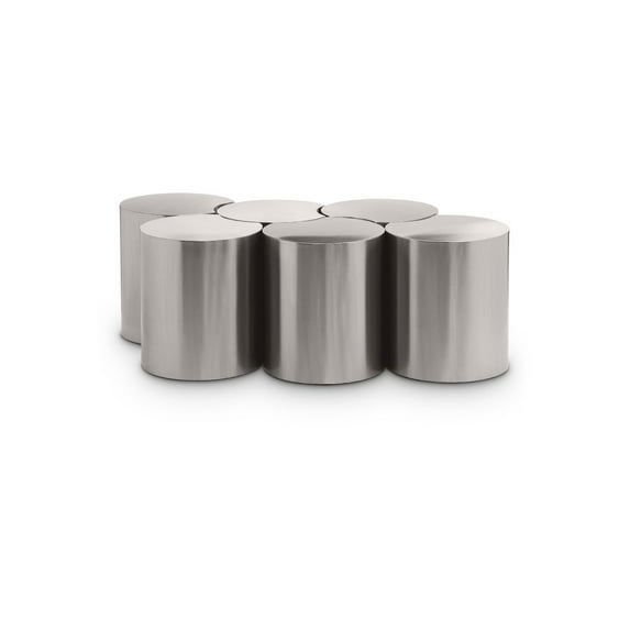 Meridian Furniture Dimple 6 Piece Silver Iron Metal Coffee Table