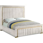 Meridian Furniture Dolce Solid Wood and Velvet King Bed in Cream