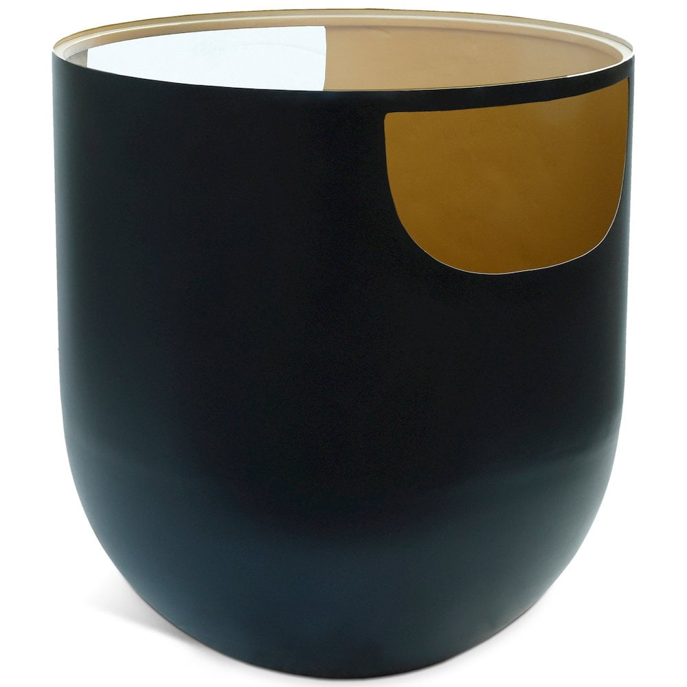 Doma Round Matte Black Metal End Table with Glass Top