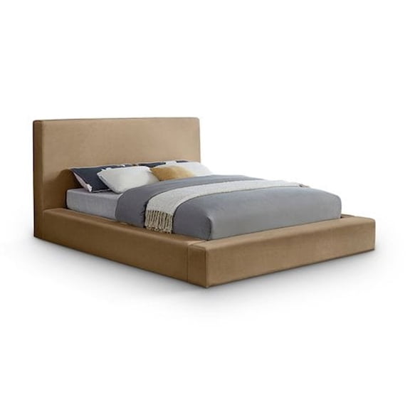 Meridian Furniture Dorian Beige Velvet Queen Bed