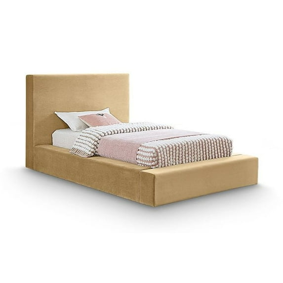 Meridian Furniture Dorian Camel Velvet Twin Bed