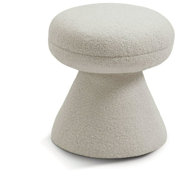 Meridian Furniture Drum Beige Faux Shearling Teddy Fabric Stool