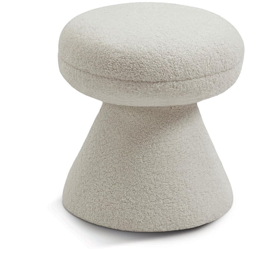 Meridian Furniture Drum Beige Faux Shearling Teddy Fabric Stool
