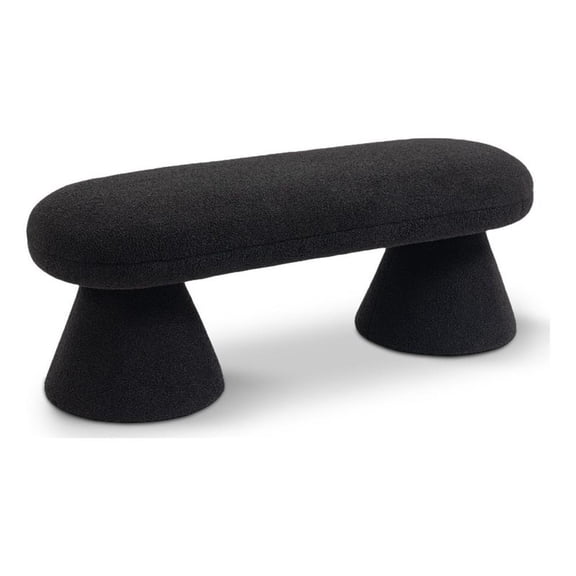 Meridian Furniture Drum Black Faux Shearling Teddy Fabric Bench