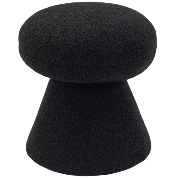 Meridian Furniture Drum Black Faux Shearling Teddy Fabric Ottoman/Stool