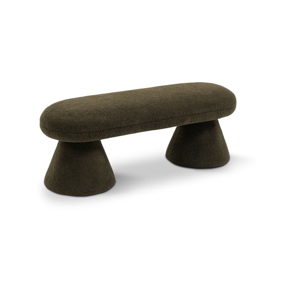 Meridian Furniture Drum Green Faux Shearling Teddy Fabric Bench