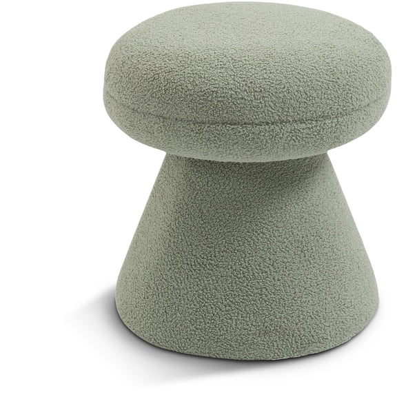 Meridian Furniture Drum Mint Faux Shearling Teddy Fabric Ottoman/Stool