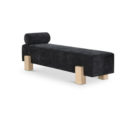 Meridian Furniture Edison Black Chenille Fabric Bench