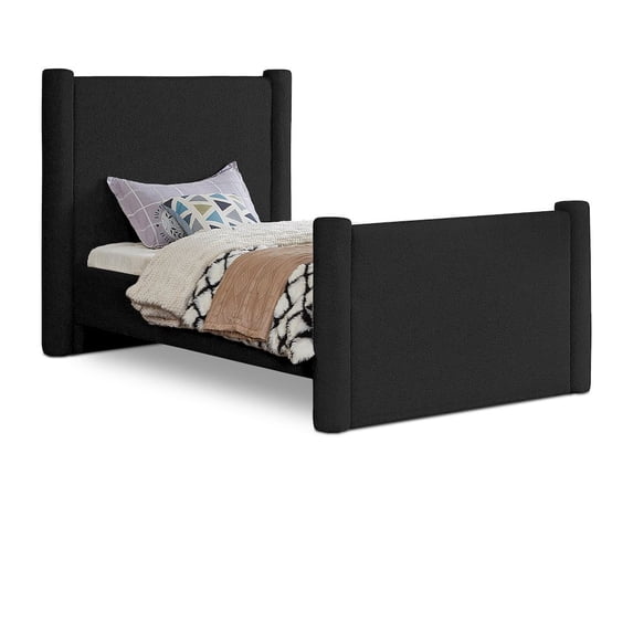 Meridian Furniture Elias Black Boucle Fabric Twin Bed