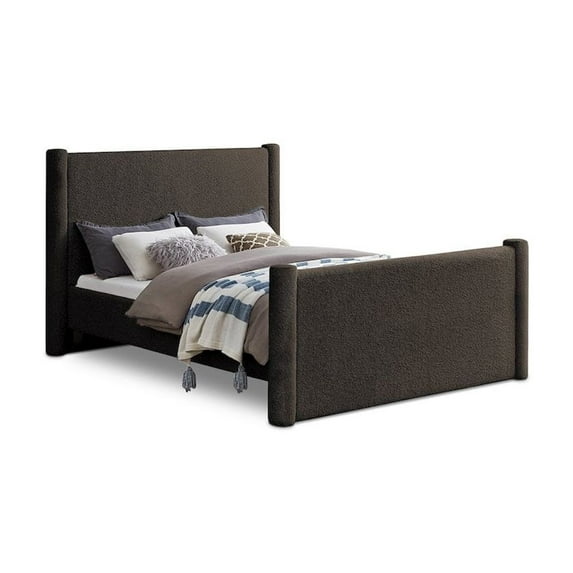Meridian Furniture Elias Brown Boucle Fabric Full Bed