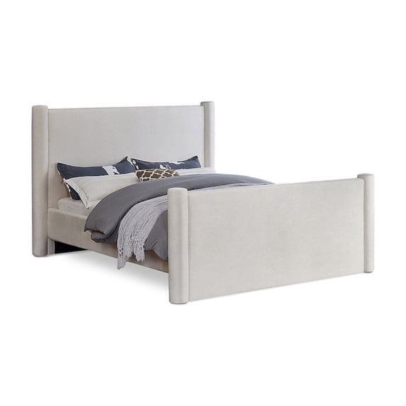 Meridian Furniture Elias Cream Velvet King Bed