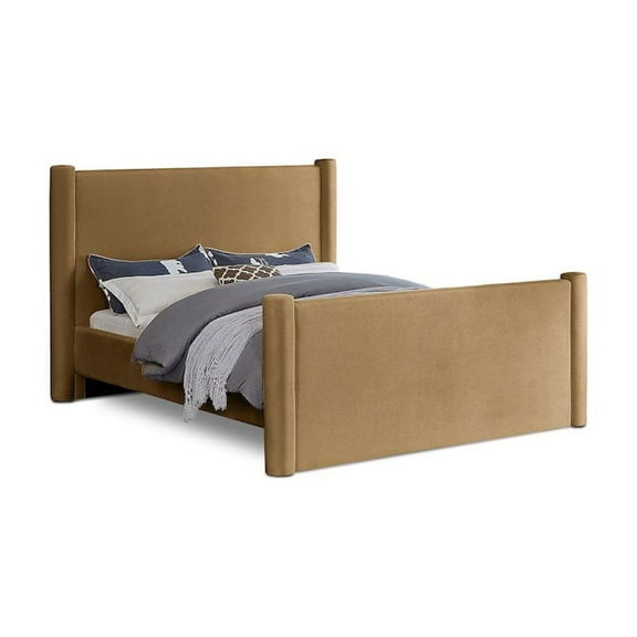 Meridian Furniture Elias Saddle Velvet Queen Bed