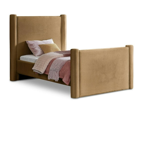Meridian Furniture Elias Saddle Velvet Twin Bed
