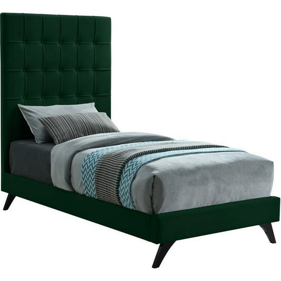Meridian Furniture Elly Green Velvet Twin Bed