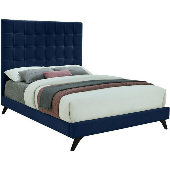 Meridian Furniture Elly Navy Velvet Full Bed