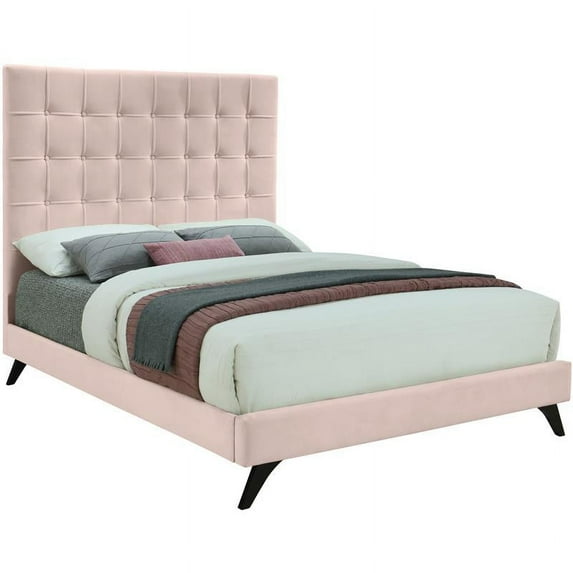 Meridian Furniture Elly Pink Velvet Full Bed