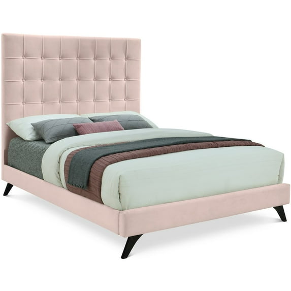Meridian Furniture Elly Pink Velvet King Bed