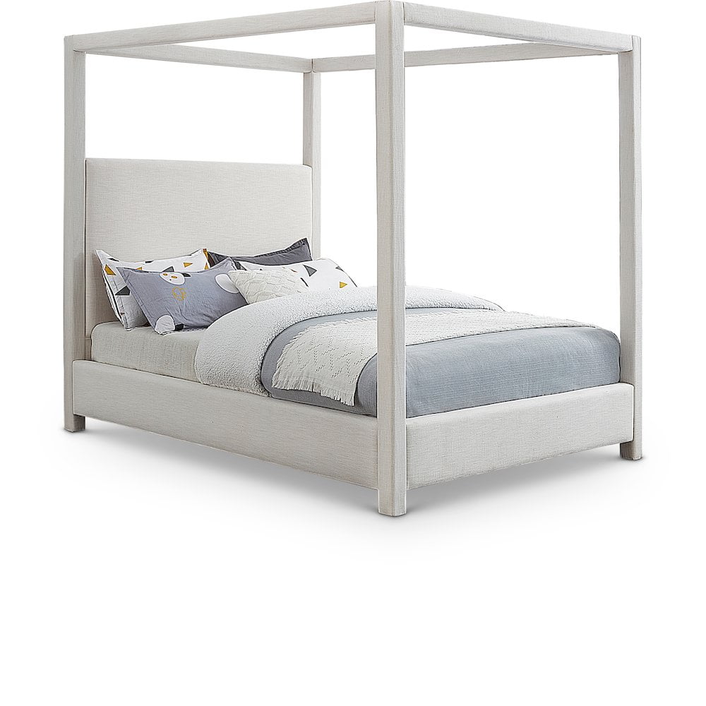 Emerson Queen-Sized Modern Linen Upholstered Bed with Wood Frame