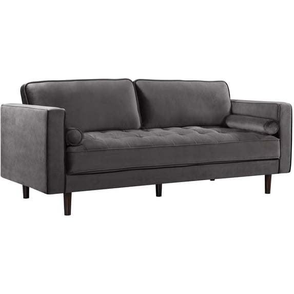 Meridian Furniture Emily Velvet Sofa-Color:Grey Velvet,Style:Contemporary