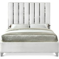 Meridian Furniture Enzo Solid Wood and Velvet Full Bed in White
