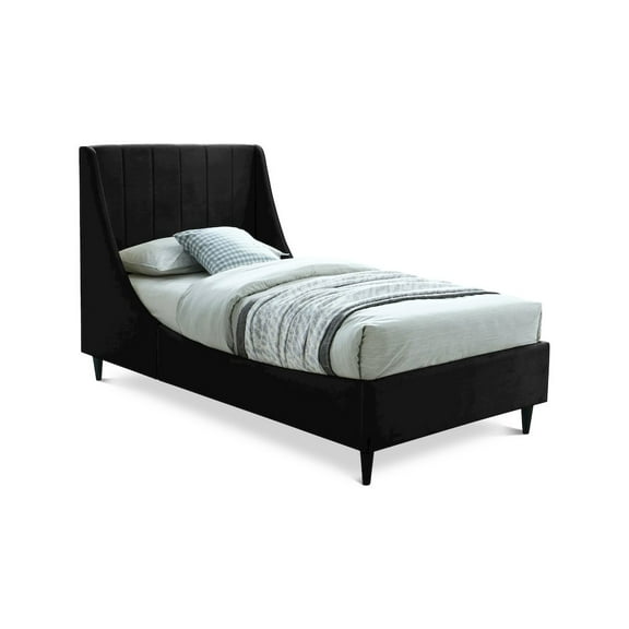 Meridian Furniture Eva Black Velvet Upholstered Twin Bed