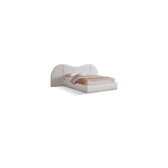 Meridian Furniture Everest White Linen Textured Fabric King Bed
