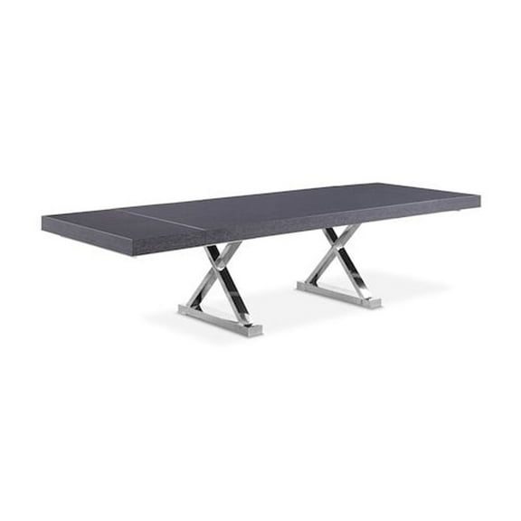 Meridian Furniture Excel Gray Oak Lacquer Top Extendable 2 Leaf Dining Table