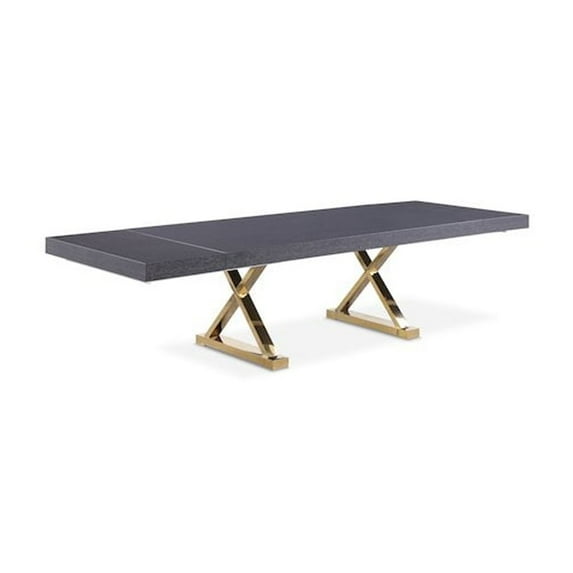 Meridian Furniture Excel Grey Oak Veneer Lacquer Extendable Dining Table