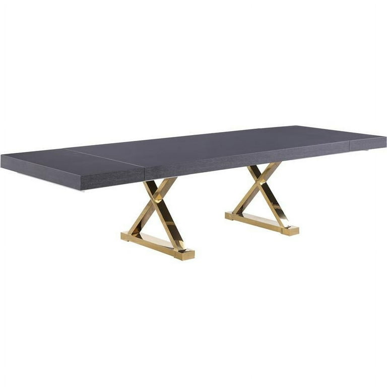 Meridian Furniture Excel Extendable 2 Leaf Dining Table - Grey & Gold Meridian Furniture Excel Extendable 2 Leaf Dining Table - Grey & Gold