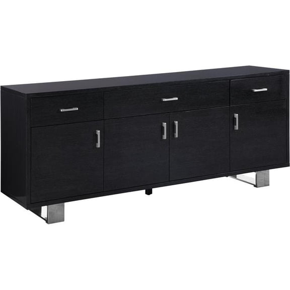 Meridian Furniture Excel Sideboard/Buffet in Rich Grey Oak Veneer Lacquer