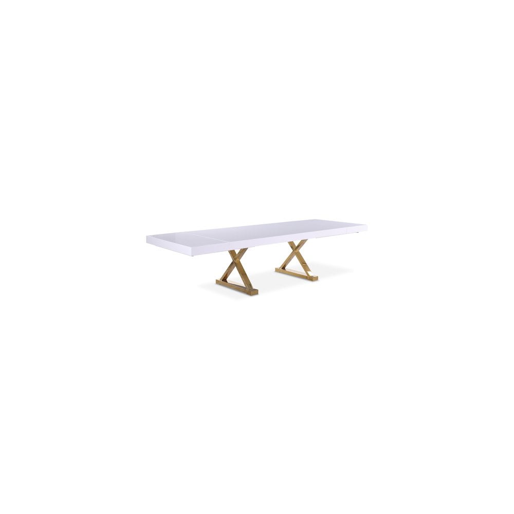 Meridian Furniture Excel Extendable 2 Leaf Dining Table - Brown & Gold Meridian Furniture Excel Extendable 2 Leaf Dining Table - Brown & Gold