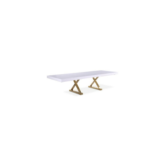Meridian Furniture Excel White Lacquer Top Extendable 2 Leaf Dining Table