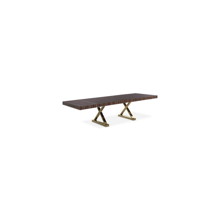 Meridian Furniture Excel Extendable 2 Leaf Dining Table - Brown & Gold Meridian Furniture Excel Extendable 2 Leaf Dining Table - Brown & Gold