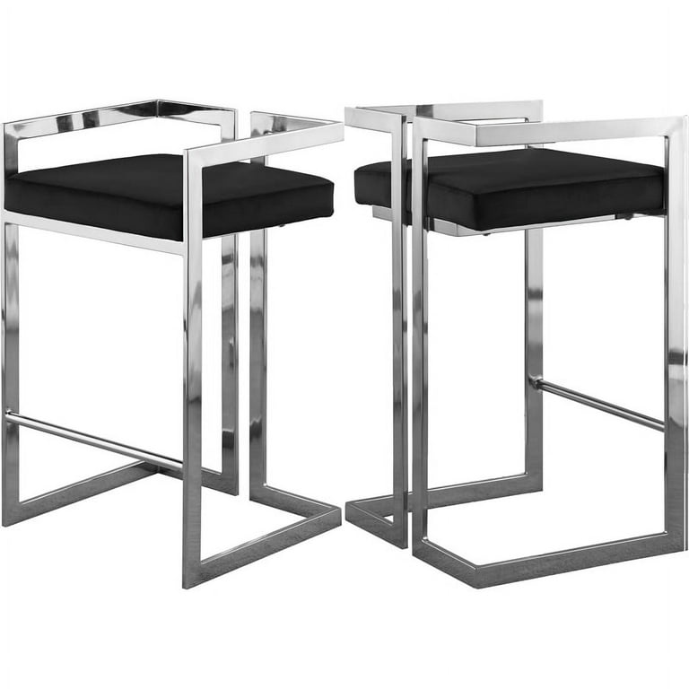 Meridian Furniture Ezra Velvet Counter Stool - Chrome Meridian Furniture Ezra Velvet Counter Stool - Chrome