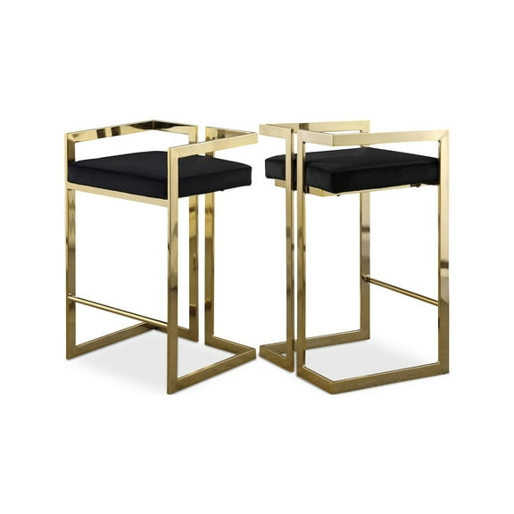 Meridian Furniture Ezra Square Padded Bar Stools, Black (Set of 2)