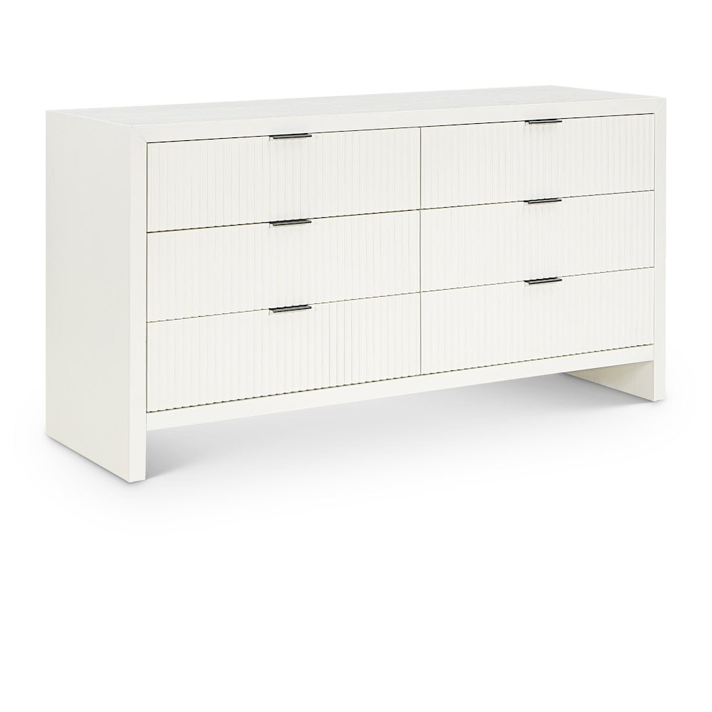 cream oak dresser Agnes Curved Edge 6 Drawer Dresser, Dove Gray with Oak Top