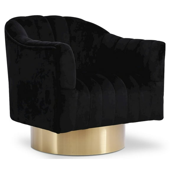Meridian Furniture Farrah Black Velvet Swivel Accent Chair
