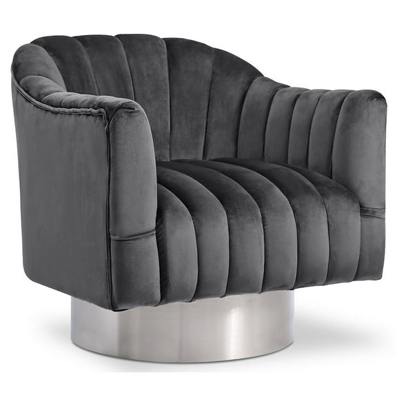 Meridian Furniture Farrah Grey Velvet Swivel Accent Chair