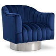 thumbnail image 1 of Meridian Furniture Farrah Navy Velvet Swivel Accent Chair, 1 of 5