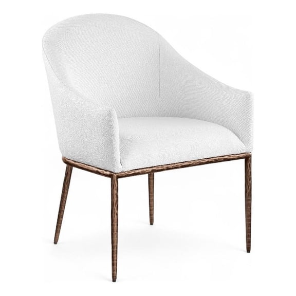 Meridian Furniture Ferro White Linen Textured Performance Fabric Dining AC