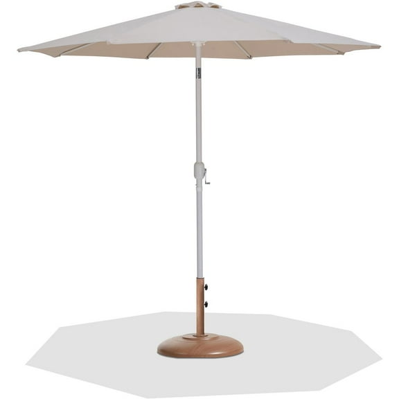 Meridian Furniture Fiji Beige Polyester Patio Umbrella with Base Set