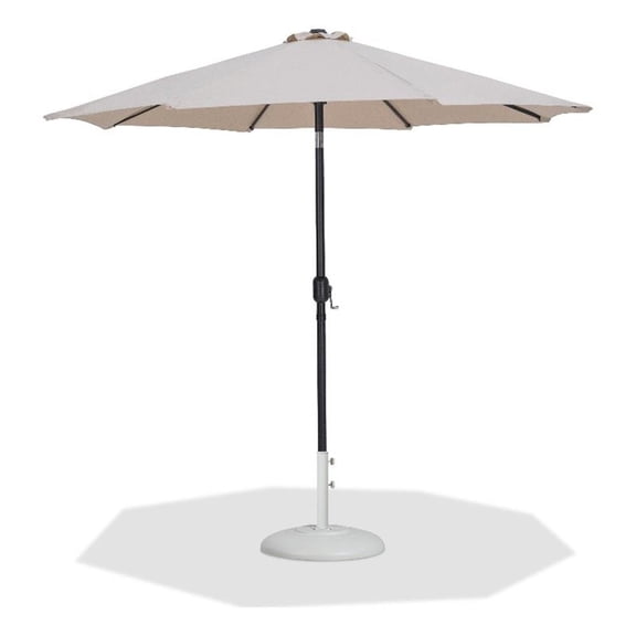 Meridian Furniture Fiji Beige Polyester Patio Umbrella with Base Set
