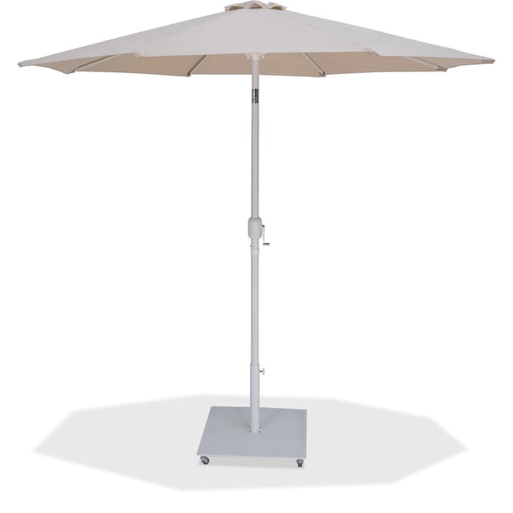 Meridian Furniture Fiji Beige Polyester Patio Umbrella with Base Set