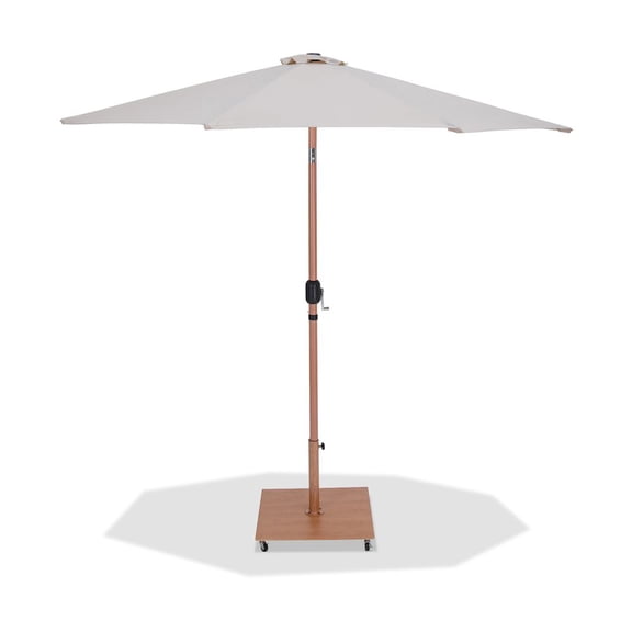 Meridian Furniture Fiji Beige Polyester Patio Umbrella with Base Set