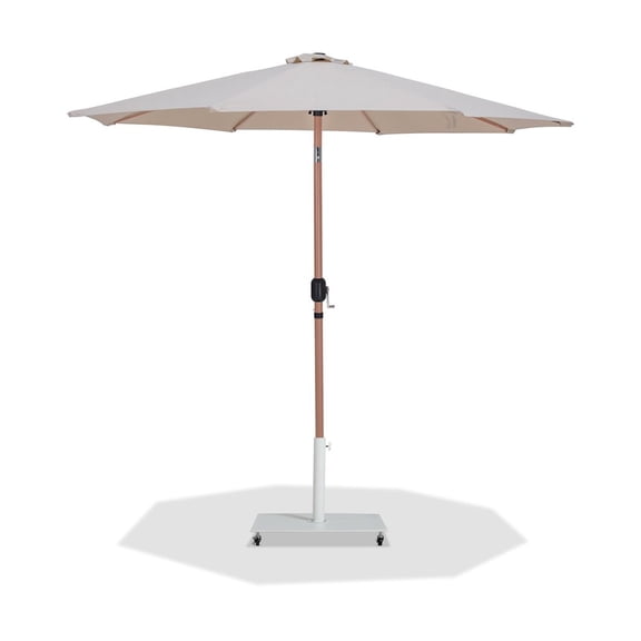 Meridian Furniture Fiji Beige Polyester Patio Umbrella with Base Set