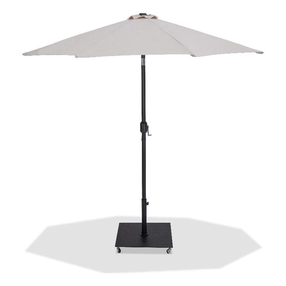 Meridian Furniture Fiji Beige Polyester Patio Umbrella with Base Set