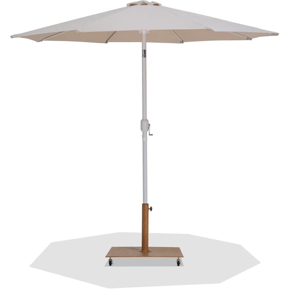 Meridian Furniture Fiji Beige Polyester Patio Umbrella with Base Set